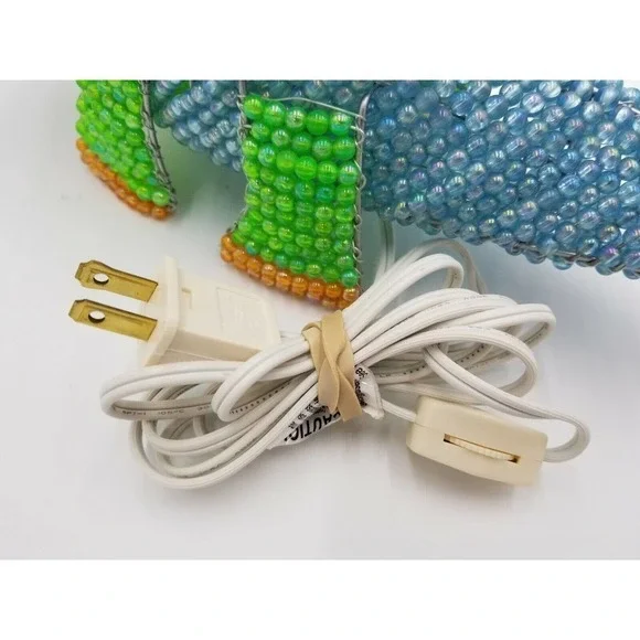 Dinosaur Hand-Crafted Beaded Night Light Lamp Kids plug in